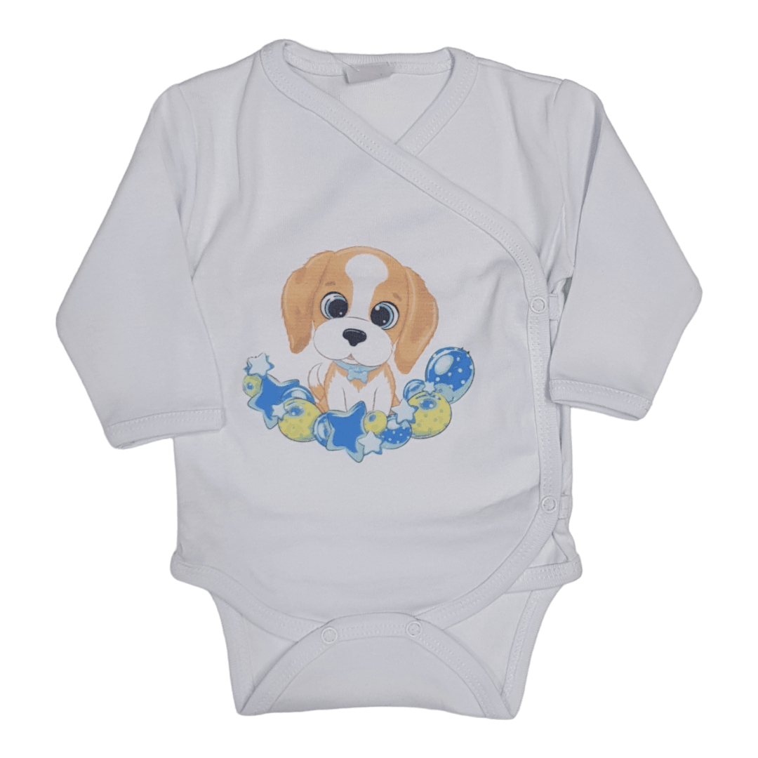 HAJDI Bodi za bebe dugih rukava Kuca, Beli