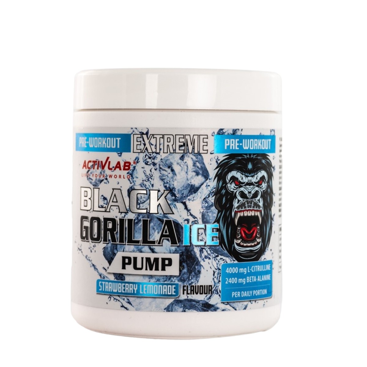 ACTIVLAB Black Gorilla Ice Pump Preworkout Kompleks sa citrulinom i beta alaninom sa ukusom limunadom od jagode, 300g