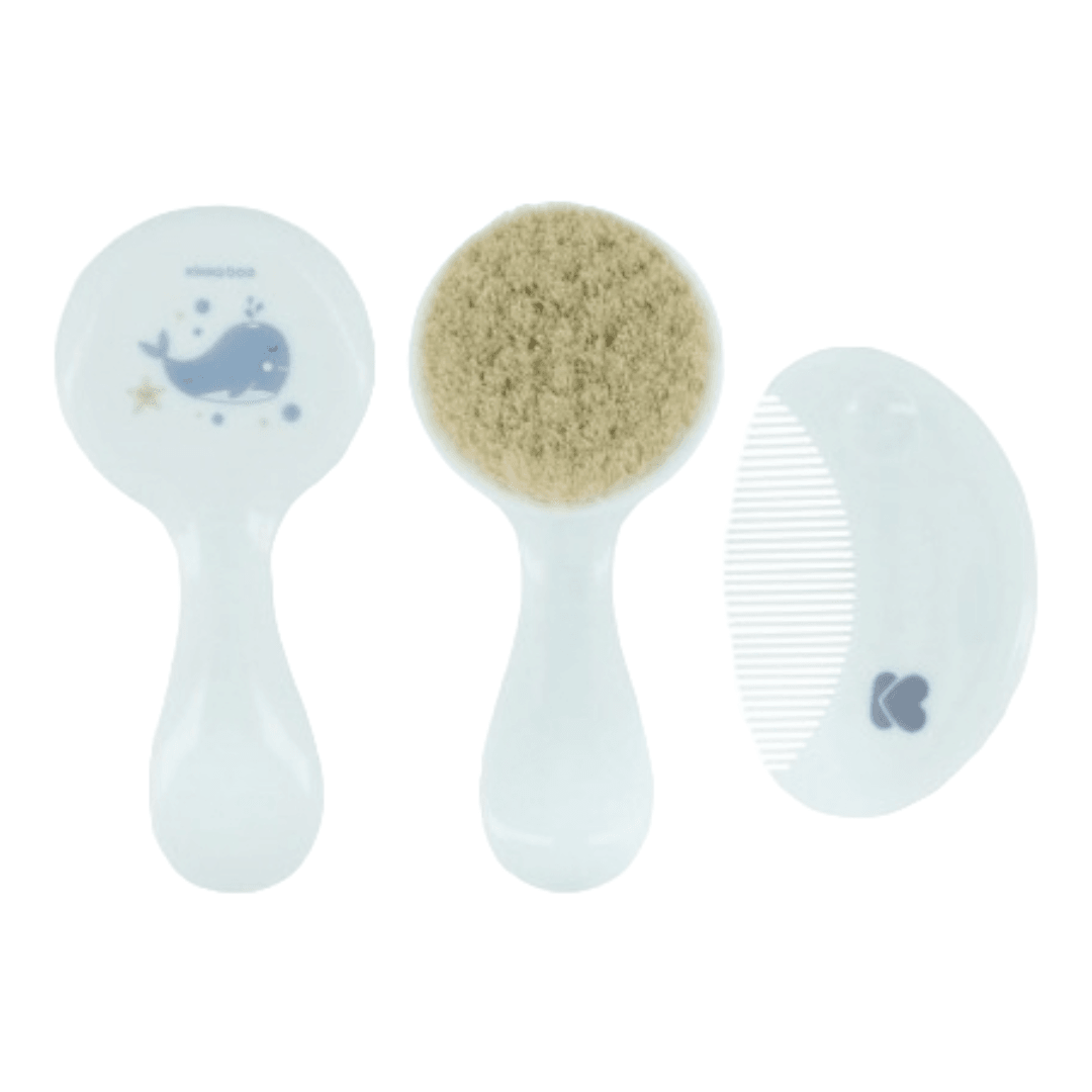 KIKKA BOO Četka i češalj sa prirodnim vlaknima, Plava