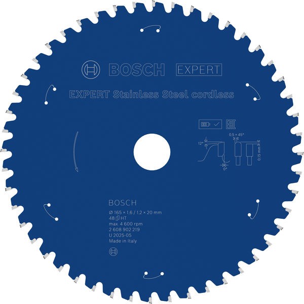 Bosch Aku list testere za inox Expert 2608902219, 165 mm, 48T