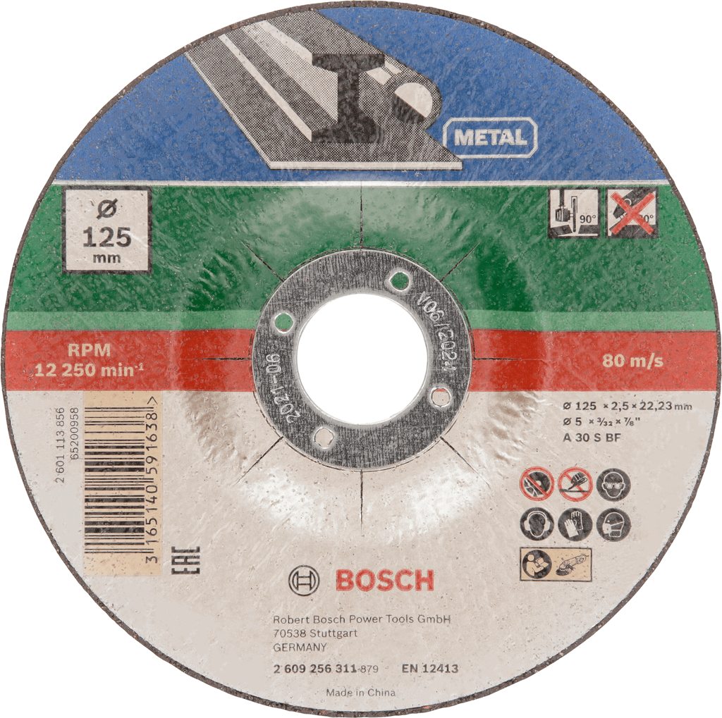 Bosch Rezna ploča 2609256333, Ispupčena, 125×2,5 mm, Metal, 10 komada