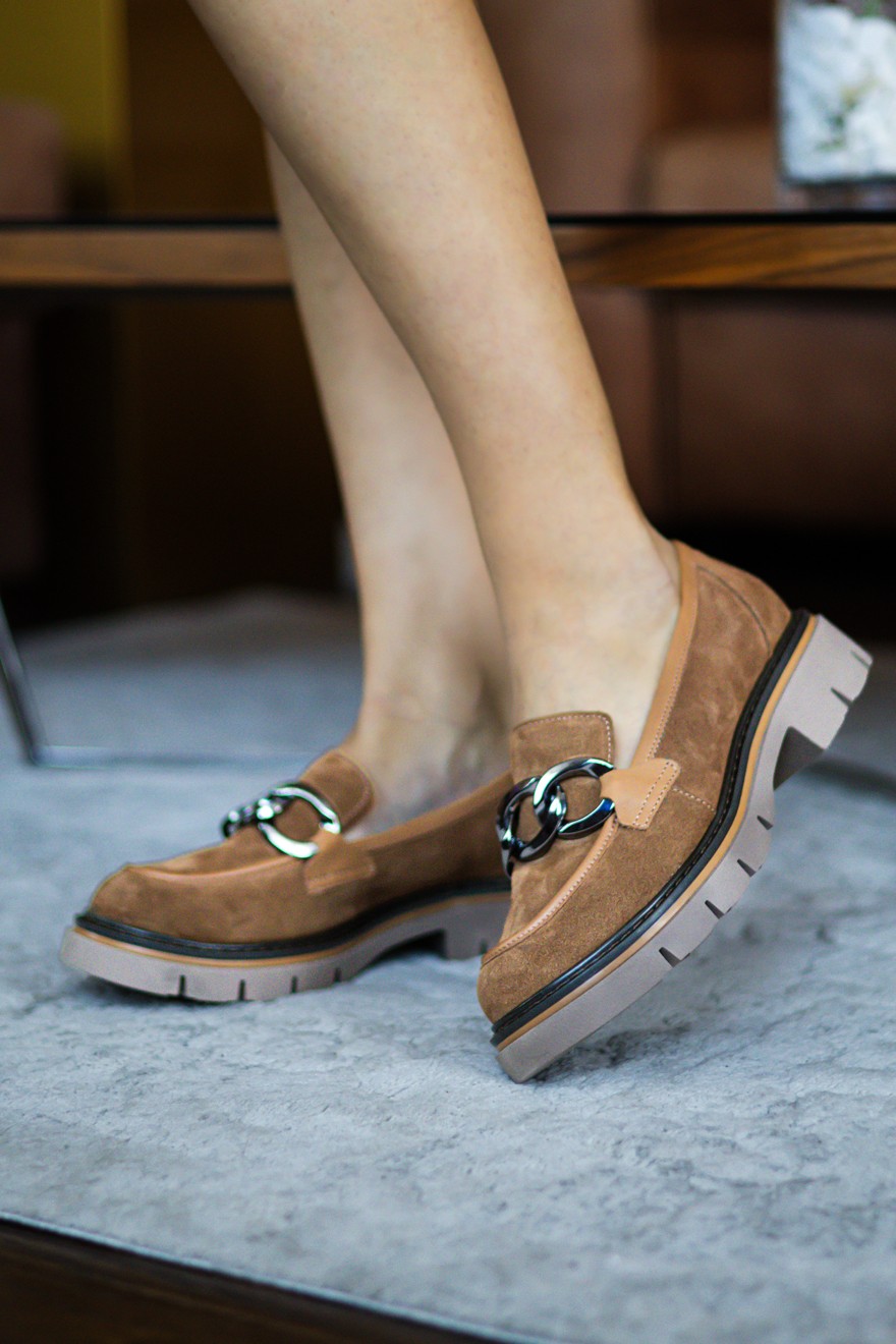 Ženske mokasine, Kožne, Oker