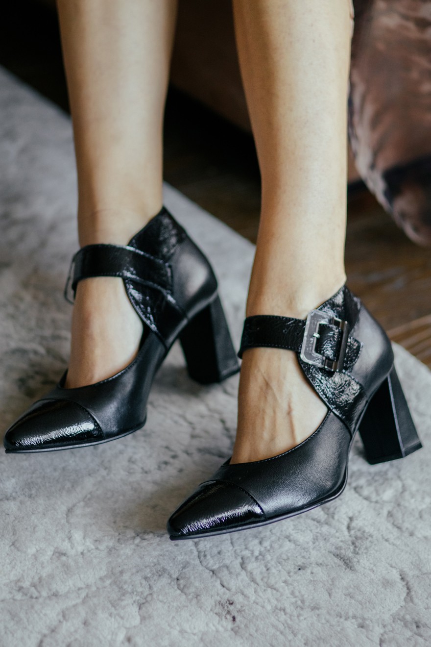 Ženske cipele na štiklu Antonela, Kožne, Crne