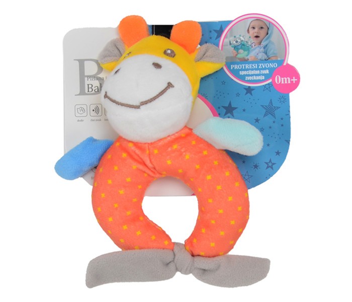 BBO Plišana igračka sa zvečkom šarena Kravica 0m+