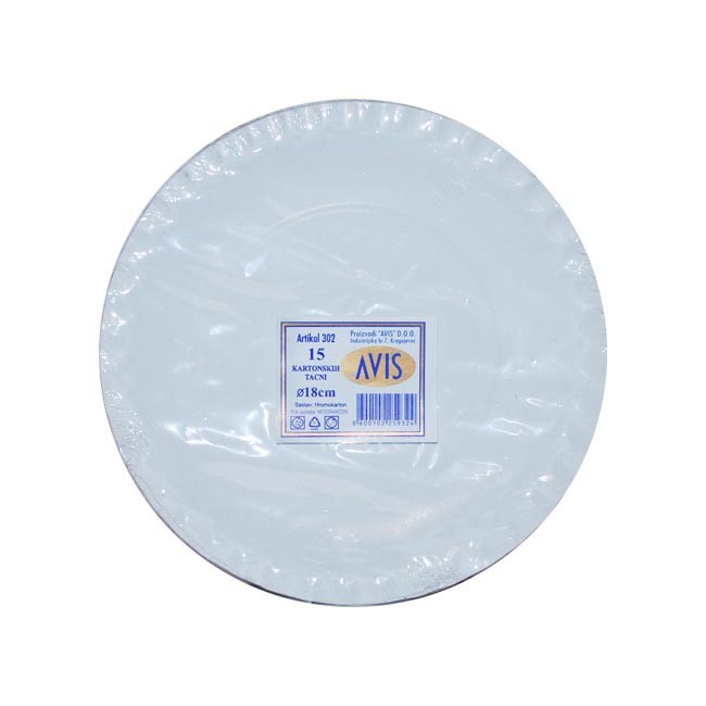 Avis Kartonske tacne, 18 cm, Bele