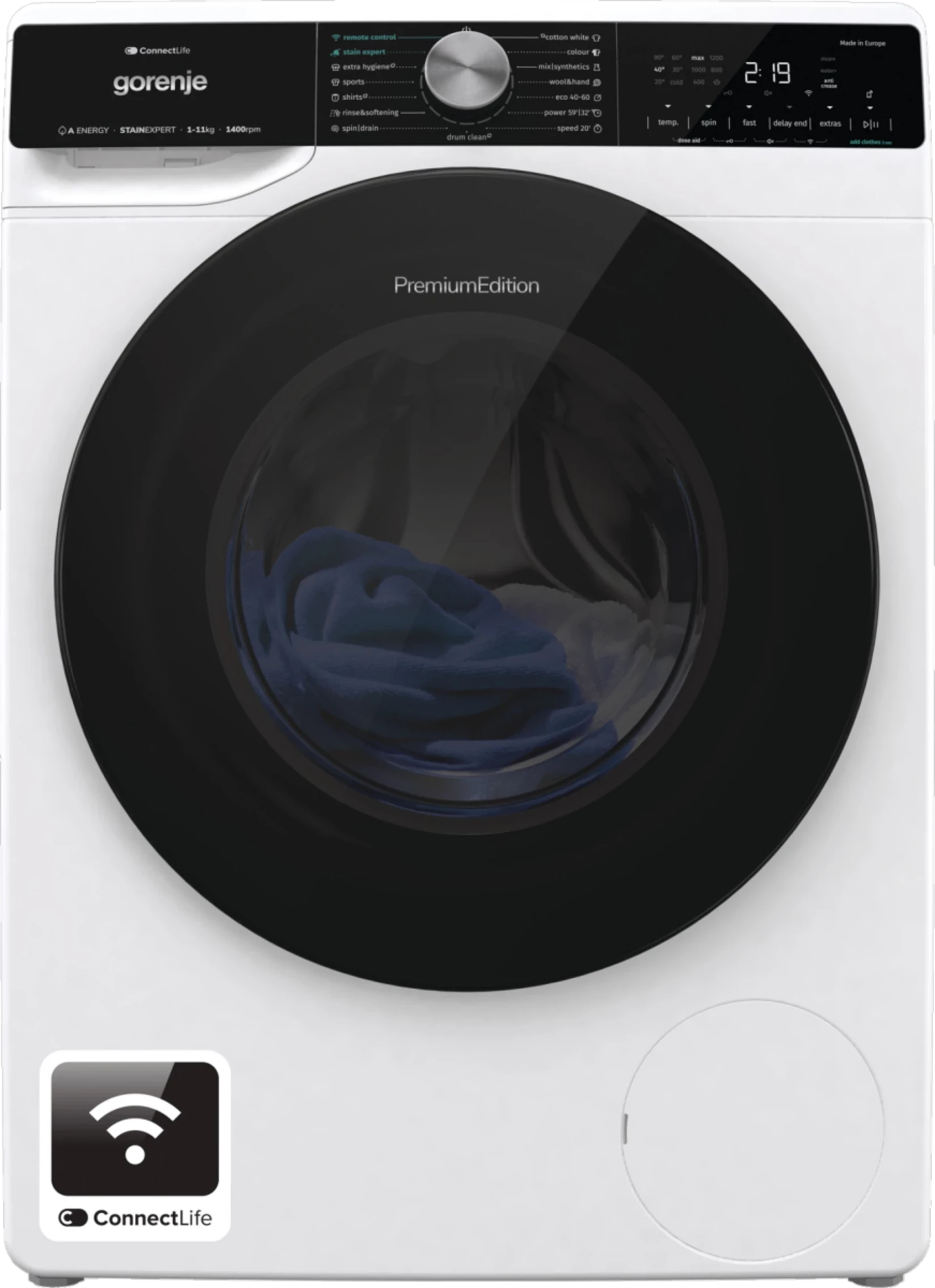 Gorenje Veš mašina VNS114A3TVIFI, 11 kg, 1400 o/min, 68L, 76dB, bela