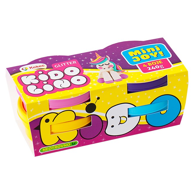 Kekec Plastelin u čašicama Kidolino, Gliter, 4 komada