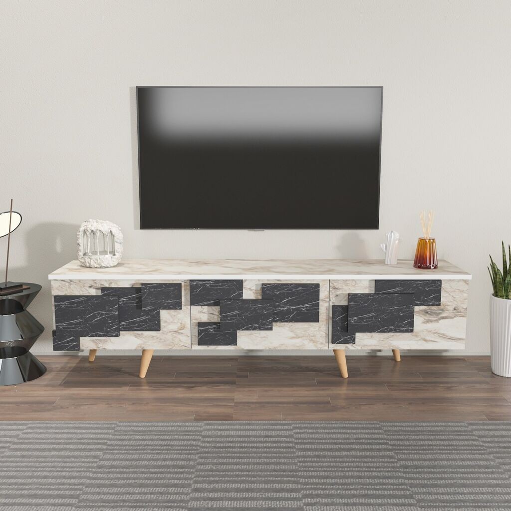 Hanah Home TV komoda 3 D, 160x45x35 cm, Krem