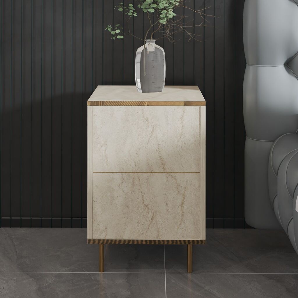 Hanah Home Noćni ormarić Imaj, 40x60x35 cm, Krem