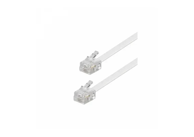 Maxcable Kabl telefonski flat sa konektorima, 10 m, Beli
