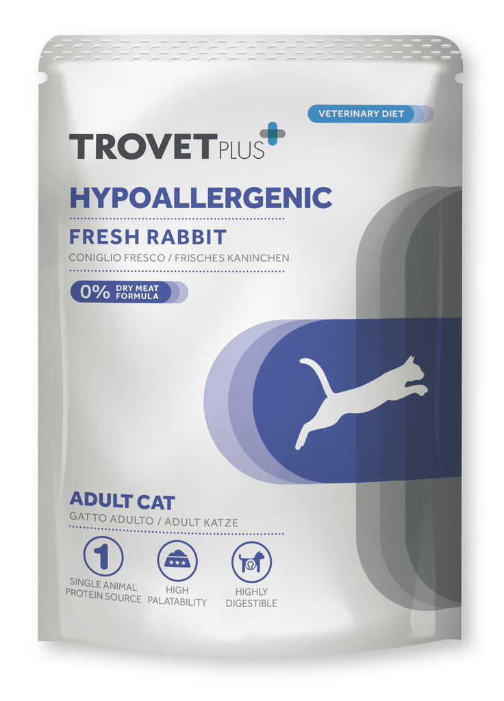 Trovet plus Suva hrana za odrasle mačke Hypoallergenic, Zečetina, 85g