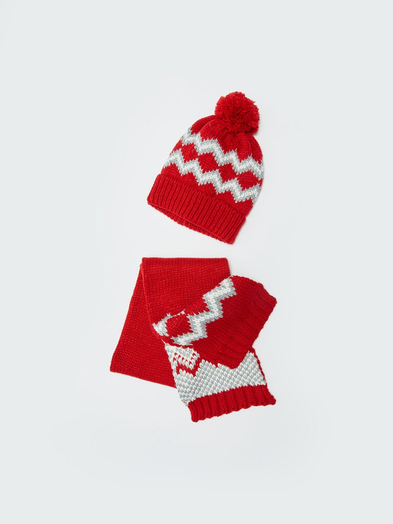 LC Waikiki Komplet za devojčice Šal i kapa W23388Z1-MMQ, Crveni