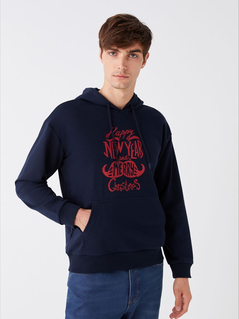 LC Waikiki Muški duks sa kapuljačom W3EY52Z8-RFD, Teget