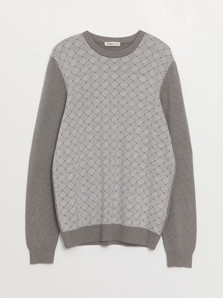 LC Waikiki Muški džemper W32493Z8-DFY, Okrugli izrez, Bež