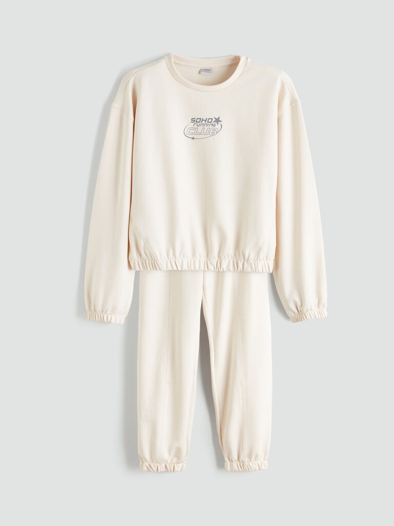 LC Waikiki Komplet trenerka za devojčice S50661Z4-FRC, Dugi rukavi, Bež