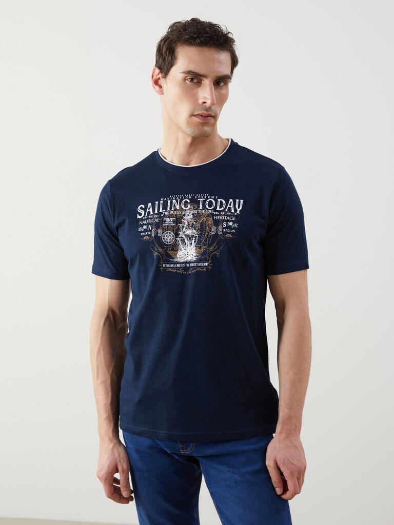 LC Waikiki Muška majica S5FF80Z8-DWP, Kratki rukavi, Teget