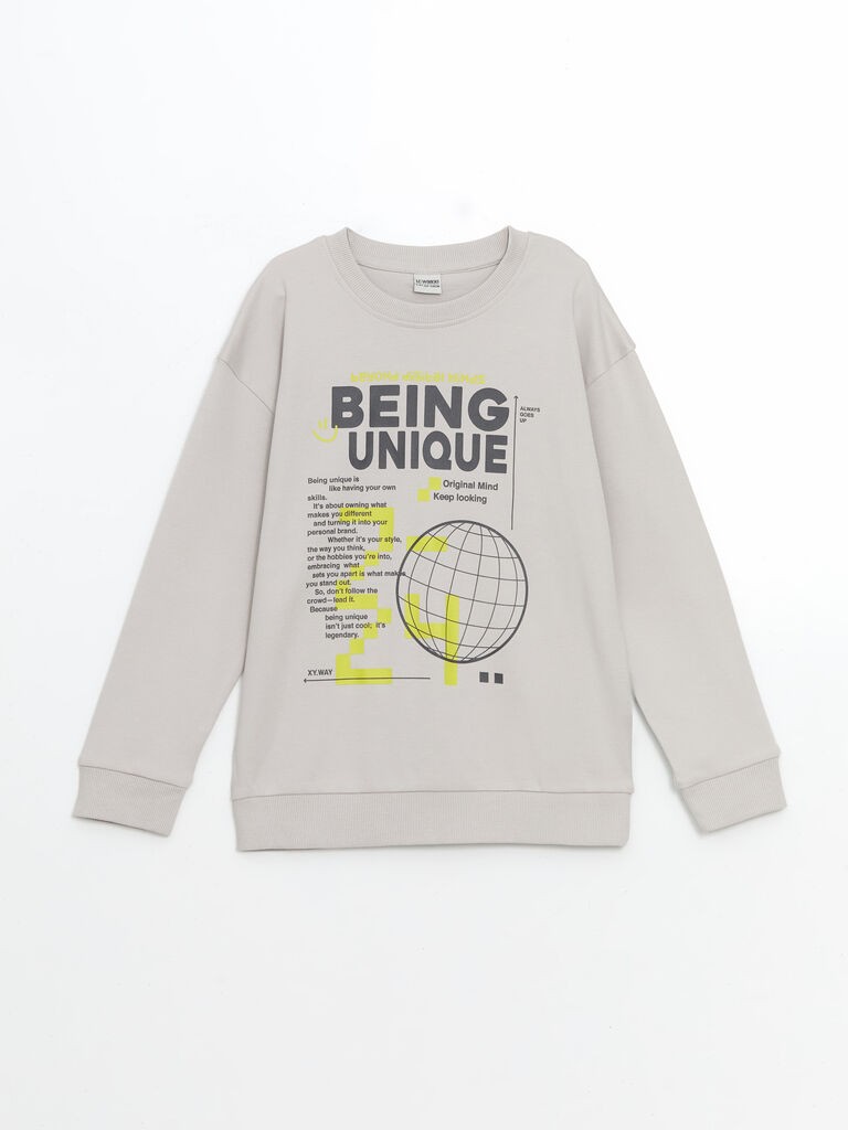 LC Waikiki Duks za dečake S52785Z4-G5K, Okrugli izrez, Sivi