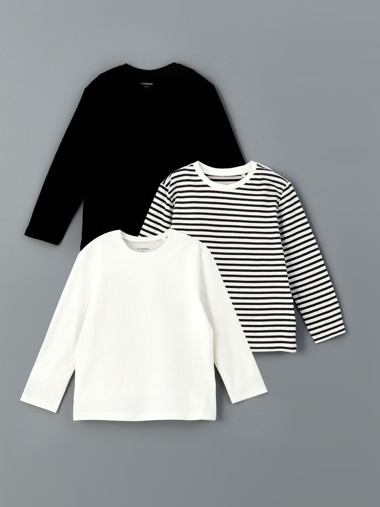 LC Waikiki Majice za dečake dugih rukava S56970Z1-R9J, 3 komada, Višebojne