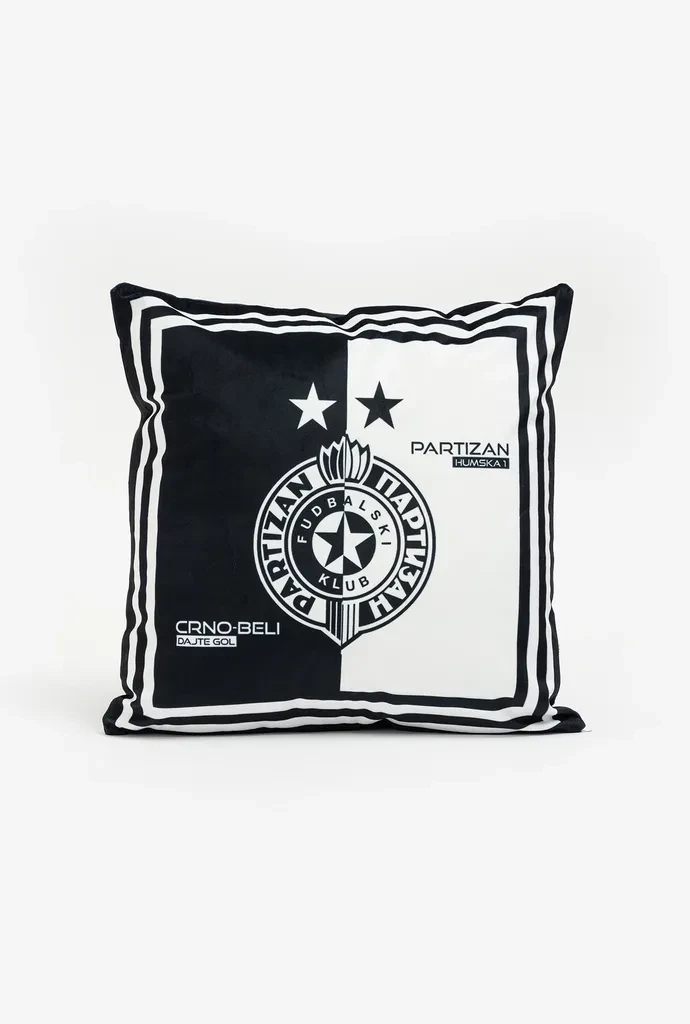 Stefan Ukrasni jastuk Partizan, 45x45cm, Crno-beli
