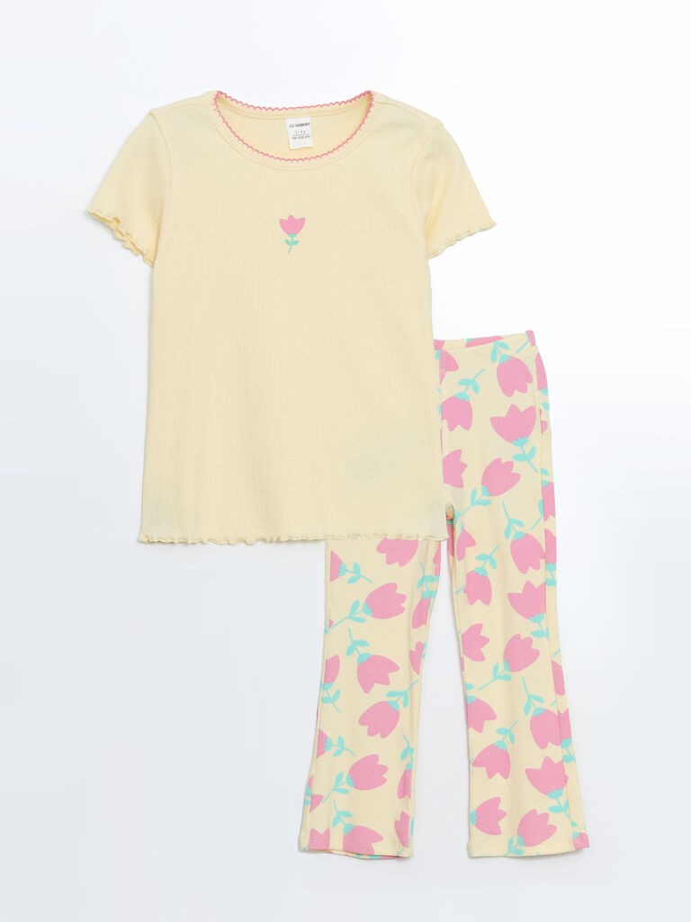 LC Waikiki Komplet za devojčice S5EK07Z1-FQ0, Majica i pantalone, Žuti