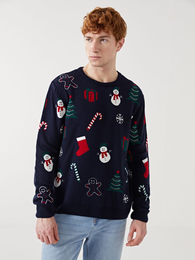 LC Waikiki Muški džemper W4EF99Z8-HFH, Okrugli izrez, Teget