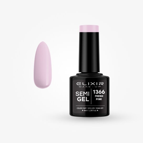 Elixir Gel lak Semi 1366, Fresh Pink, 8ml