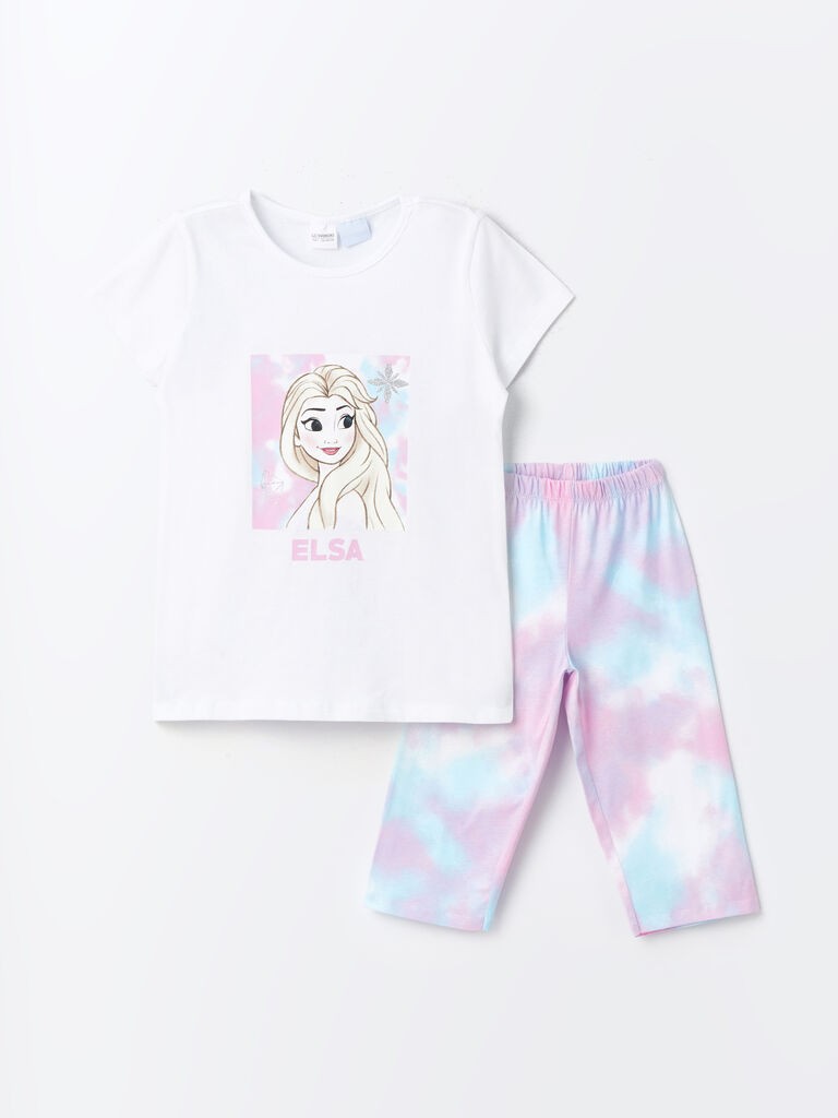 LC Waikiki Komplet pidžama za devojčice S42047Z4-Q6K, Kratki rukavi, Bela