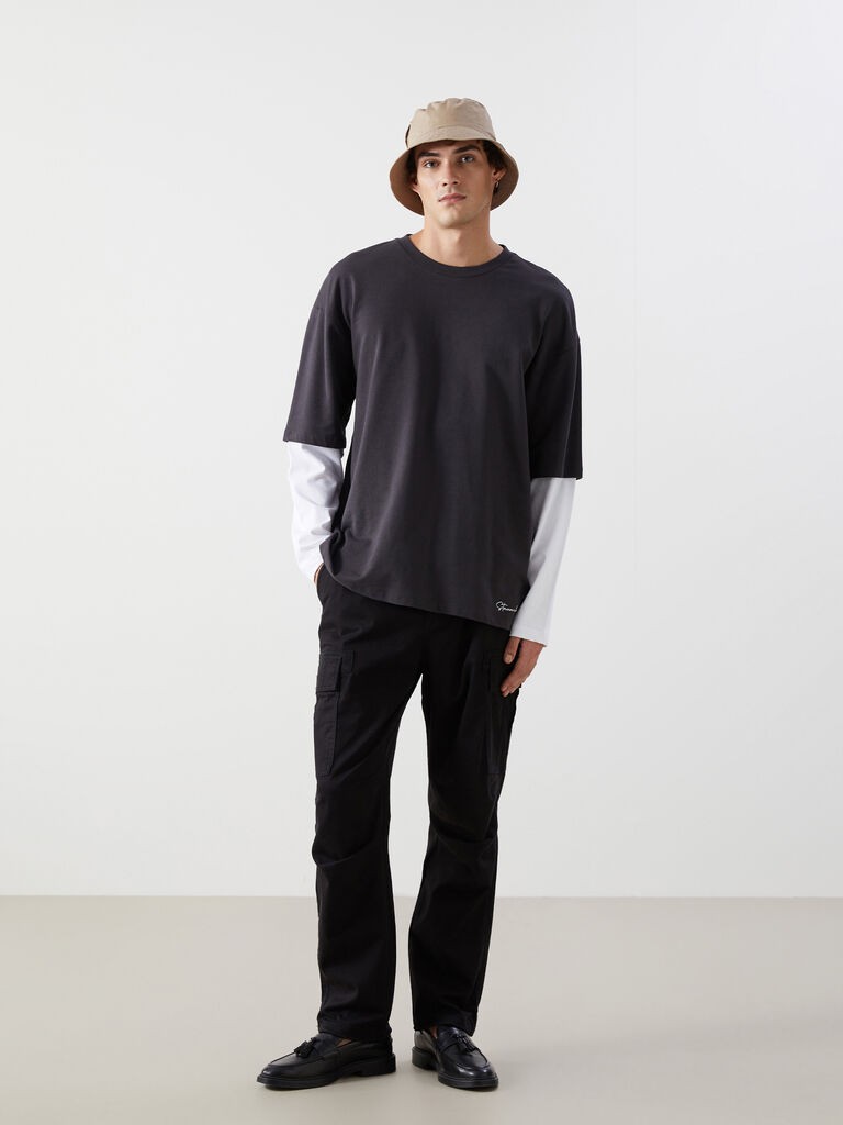 LC Waikiki Muške pantalone S53507Z8-RQL, Kargo, Crne