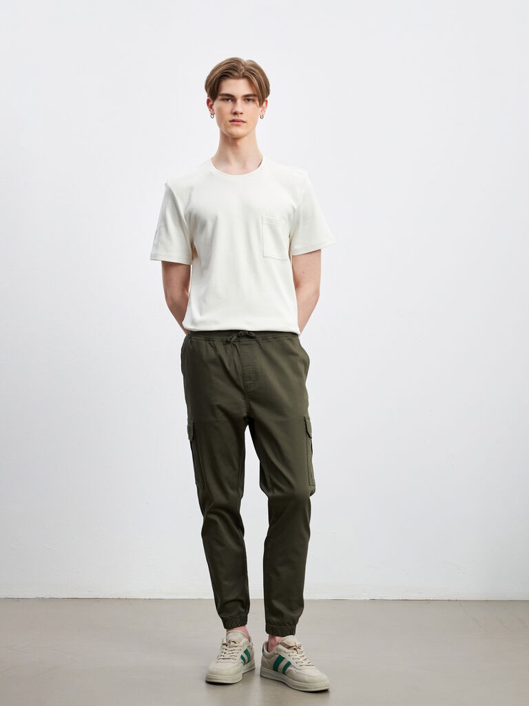 LC Waikiki Muške pantalone S51597Z8-SEM, Kargo, Maslinaste