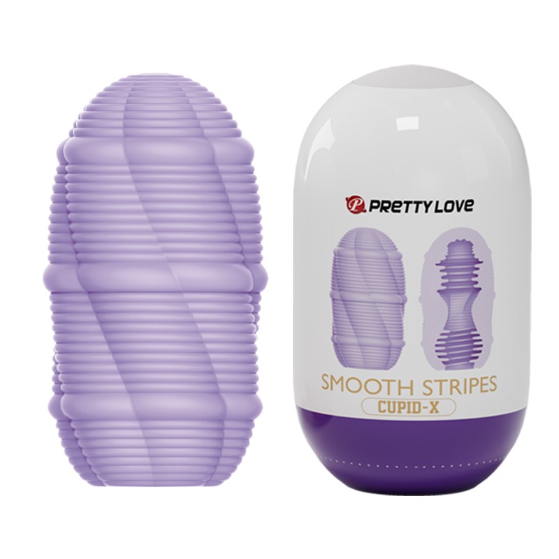 Masturbator jaje Smooth Stripes, 10cm, Ljubičasti