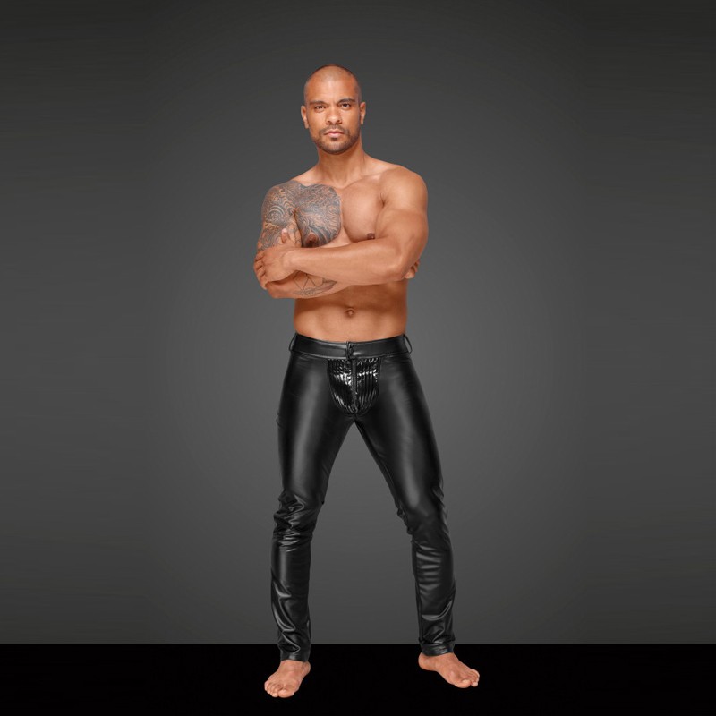 Noir Handmade Muške seksi Power Wetlook pantalone, Crne