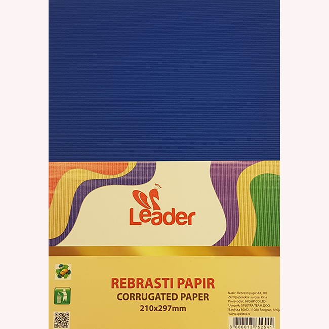 Rebrasti papir A4, Plavi