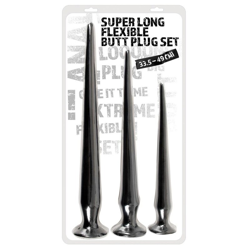 Set analnih dildoa Super Long Flexible Butt Plug, Crni