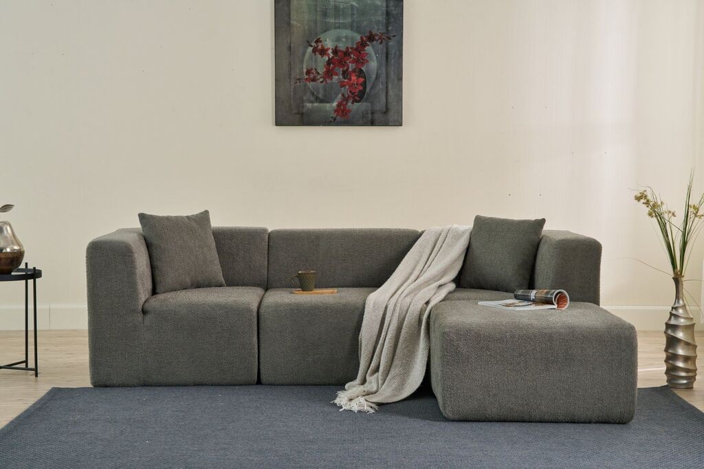 Atelier del Sofa Ugaona garnitura Raks, 245x70x85 cm, Siva