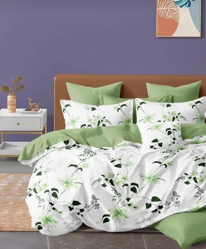 Minnah Dream Set posteljine Eclat, 160x220cm, Belo-zeleni