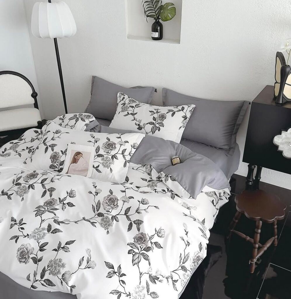 Minnah Dream Set posteljine Emeraude, 160x220cm, Belo-sivi