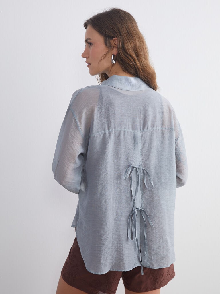 LC Waikiki Ženska košulja, S5RM73Z8-13E, Dugi rukav, Siva