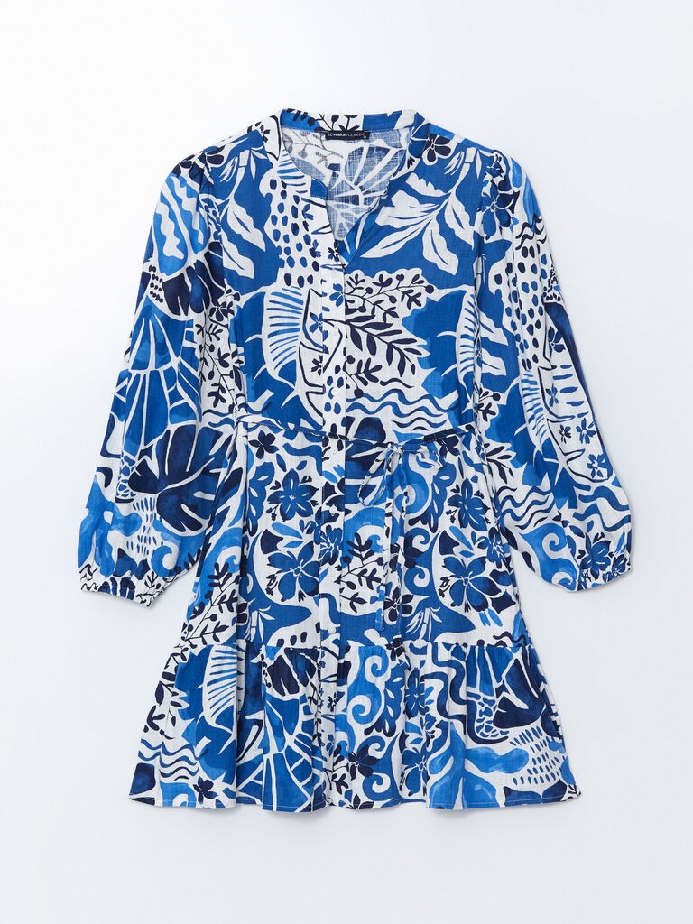 LC Waikiki Ženska haljina, S5BT40Z8-LQQ, Dugi rukav, Mini, Plava