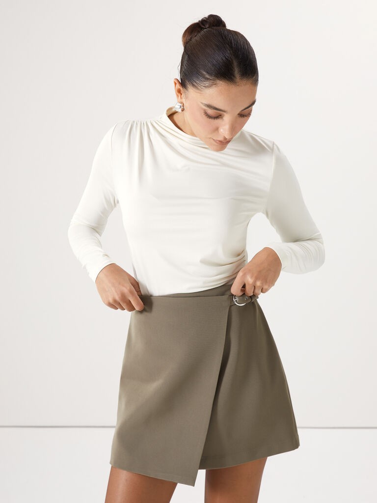 LC Waikiki Ženska majica, S54611Z8-FDL, Dug rukav, Krem