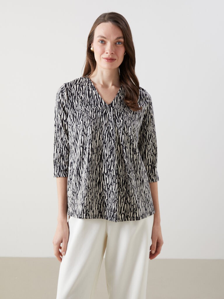 LC Waikiki Ženska bluza, S5EL39Z8-LQJ, 3/4 rukav, V-izrez, Crna