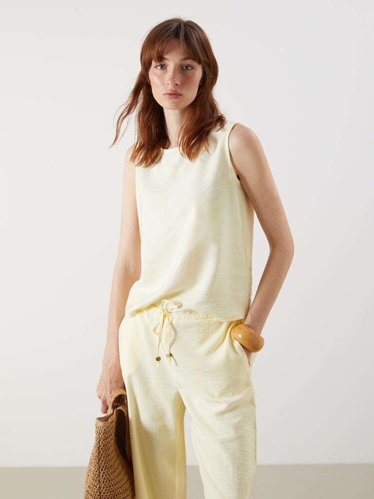 LC Waikiki Ženska bluza, S5O528Z8-FDQ, Bez rukava, Okrugli izrez, Žuta