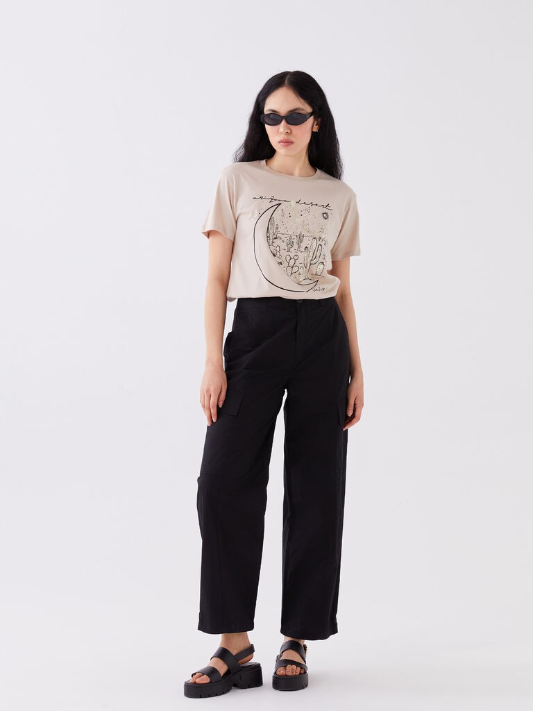 LC Waikiki Ženske pantalone, W3AC33Z8-CVL, Kargo, Crne