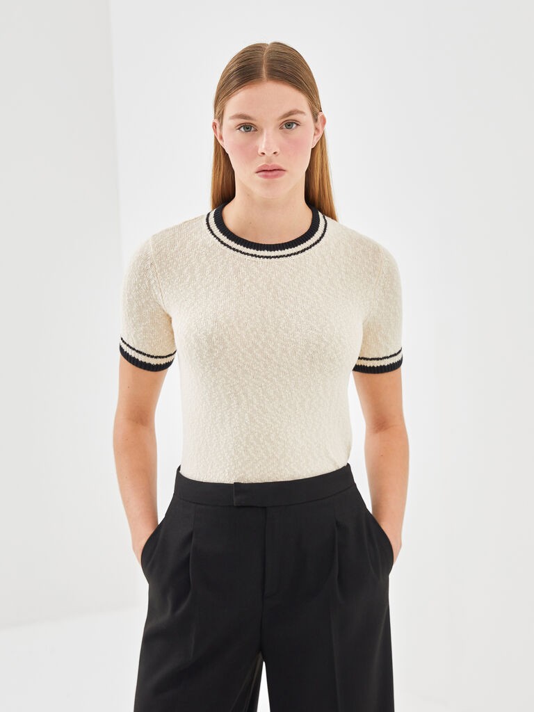 LC Waikiki Ženski džemper, S5BD81Z8-FDU, Okrugli izrez, Krem