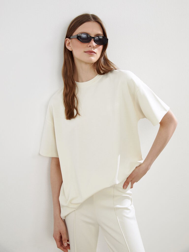 LC Waikiki Ženska majica, S5NQ87Z8-LXJ, Kratak rukav, Krem