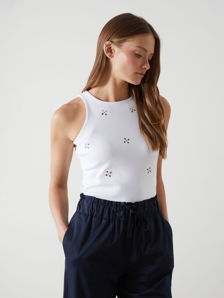 LC Waikiki Ženska majica, S5GG52Z8-R9J, Bez rukava, Bela