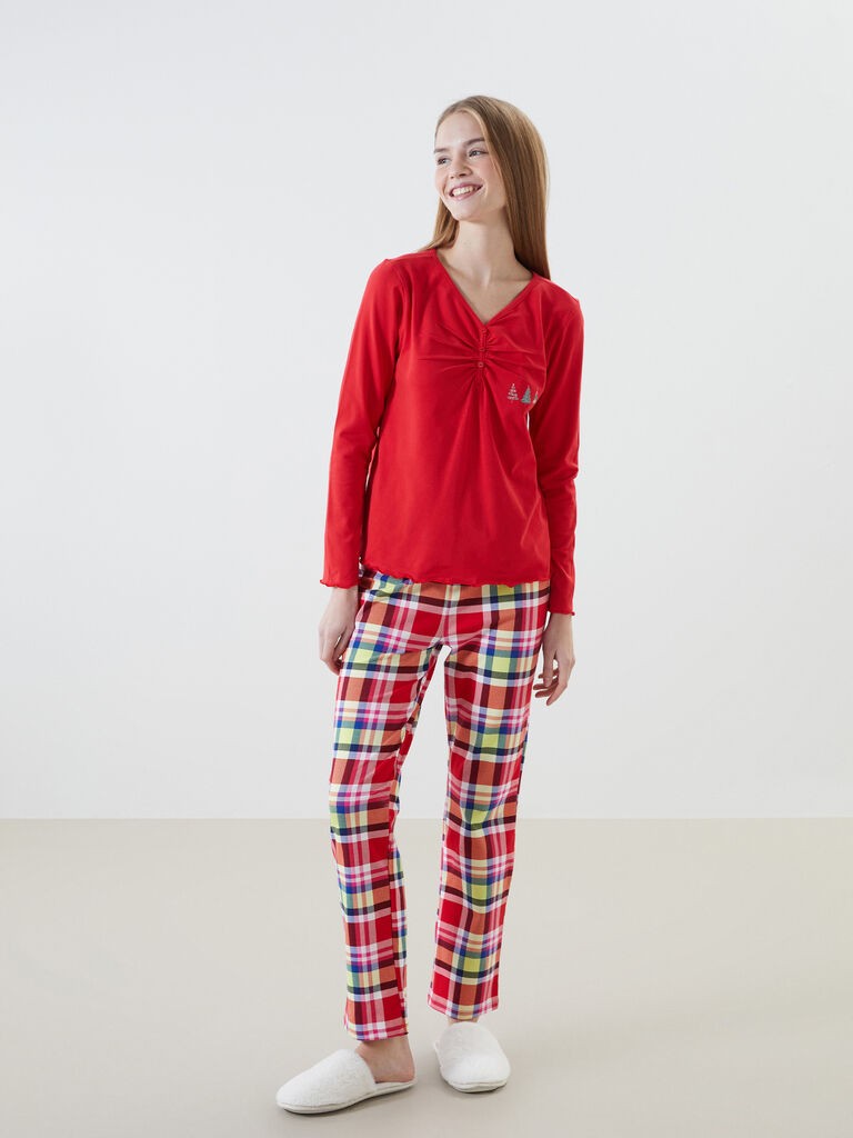 LC Waikiki Ženska komplet pidžama, W4EJ40Z8-LTP, Crvena