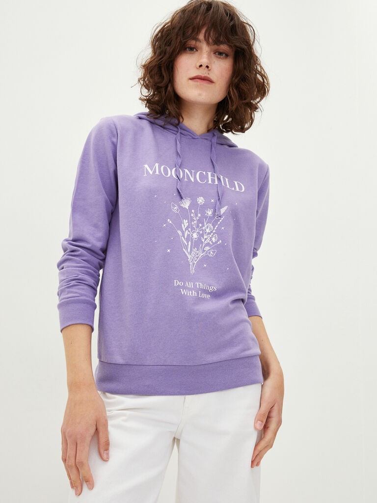 LC Waikiki Ženski duks, W1GH67Z8-H6B, Dugi rukav, Sa kapuljačom, Lila