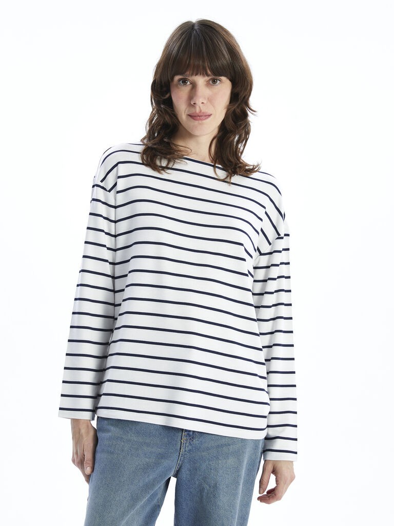 LC Waikiki Ženska majica, S5AT02Z8-LFC, Dug rukav, Bela