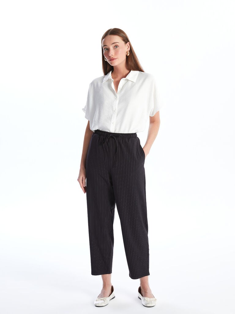 LC Waikiki Ženske pantalone, W4AT49Z8-LGS, Balon kroj, Crne