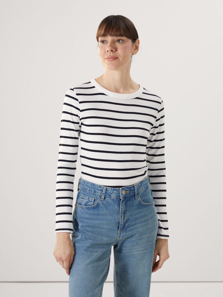 LC Waikiki Ženska majica, S5AI09Z8-LFC, Dug rukav, Bela